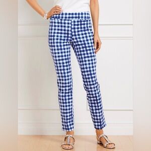 Talbots Chatham Ankle Pant, NWT, Blue Gingham, Size 8 and 10 available.